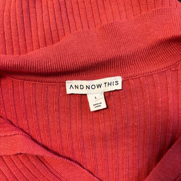 And Now This Women's Size Large Pink Cropped Collared V-Neck Sweater NWOT - Picture 4 of 4